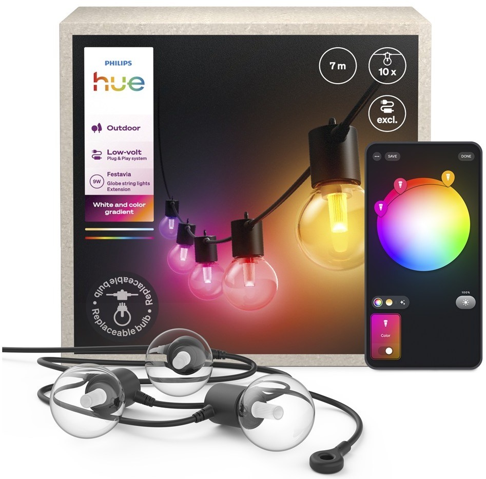 Párty osvětlení Philips Hue Festavia globe, Bluetooth, White and Color Ambiance, 7 m + prodlužovací kabel PHI929004581806_02