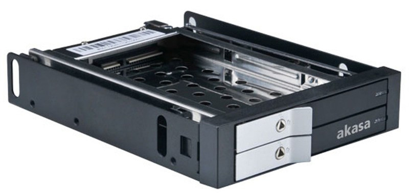 Interní dock pro dva SSD/HDD disky AKASA Lokstor M21 2 x 2.5" SSD/SATA HDD Dock in 3.5" PC Bay, černá barva