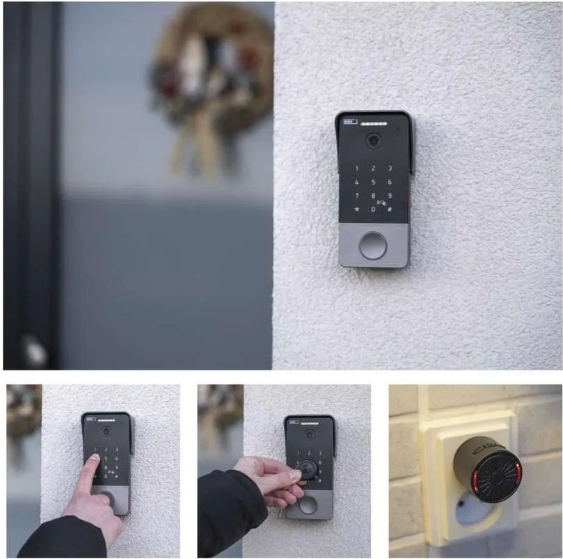 Videozvonek EMOS GOSMART IP-21PoE (keypad) šedý Videozvonek EMOS při běžném používání – odemykání pomocí PIN kódu, RFID čipu a bezdrátový přijímač v zásuvce