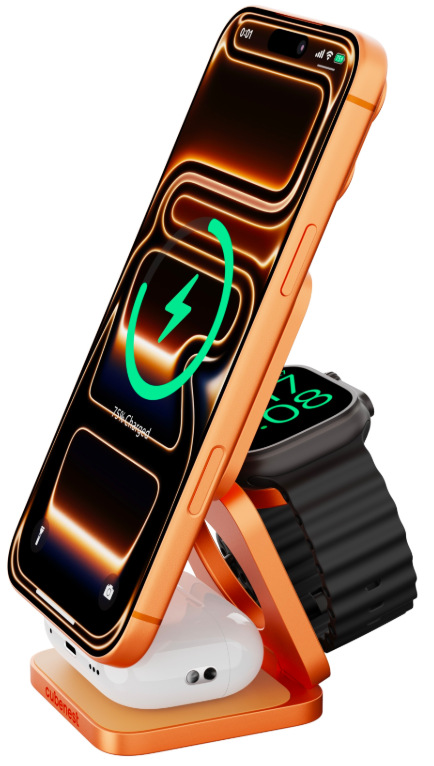 Bezdrátová nabíječka Cubenest SQ312 Ultra nabíjí současně iPhone, Apple Watch a AirPods