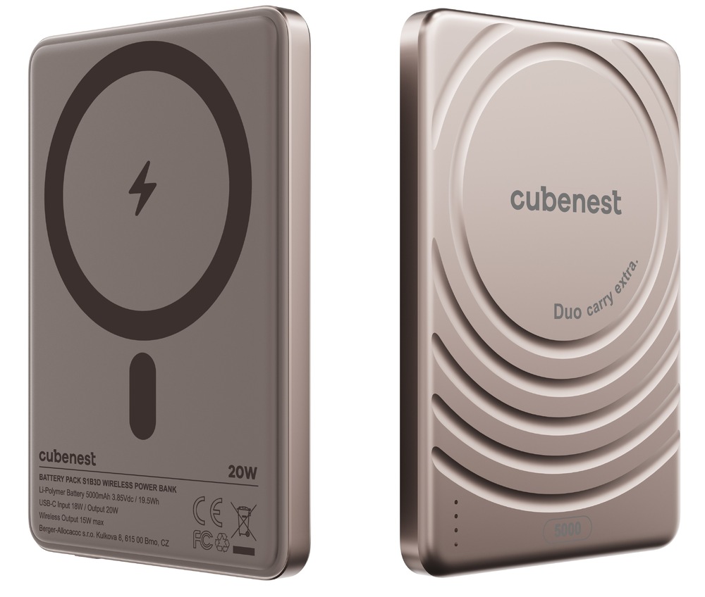 Powerbanka Cubenest SlimDual MagSafe 5000 mAh zlatá Powerbank CubeNest SlimDual MagSafe 5000 mAh - zlatá