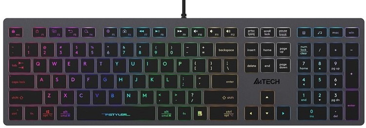 Klávesnice A4Tech FX60 Neon, CZ - šedá