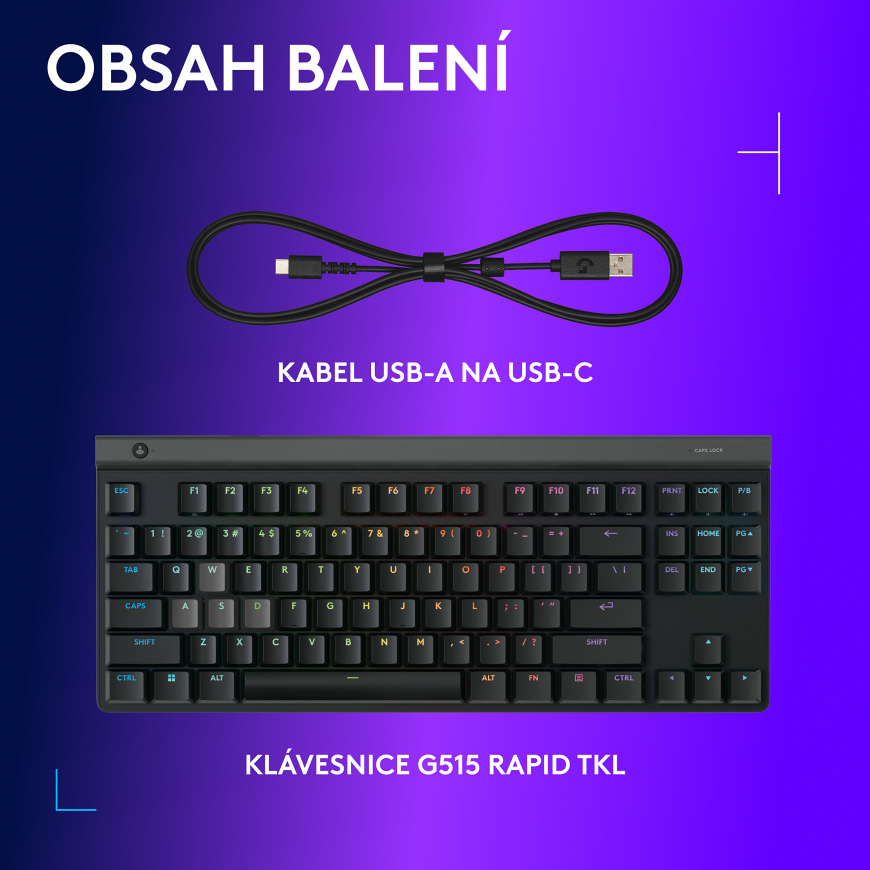 Klávesnice Logitech G515 Rapid TKL, CZ/SK černá barva