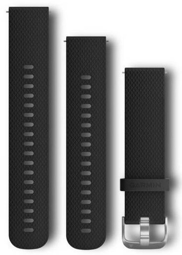 Řemínek Garmin Quick Release 20mm, silikonový černý, stříbrná přezka