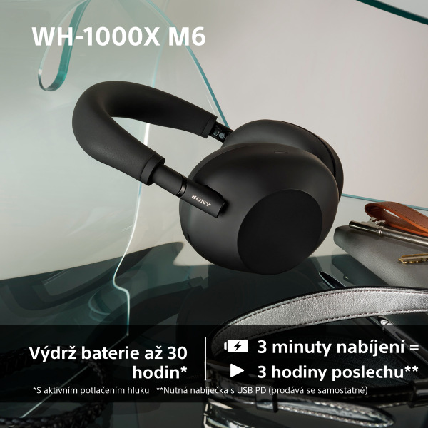 Sluchátka Sony WH-1000XM6, Noise Cancelling - stříbrná