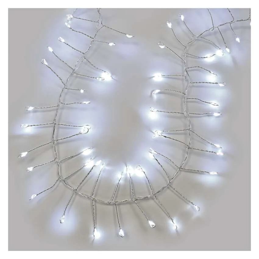 LED řetěz EMOS na cívce, nano, stříbrný, 9,6 m, venkovní i vnitřní, studená bílá, časovač stříbrný