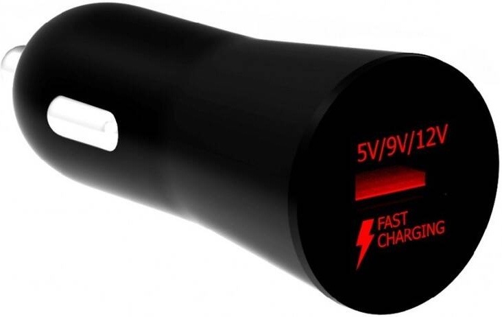 Adaptér do auta WG 1x USB, QC 3.0, 18W + USB-C kabel černý