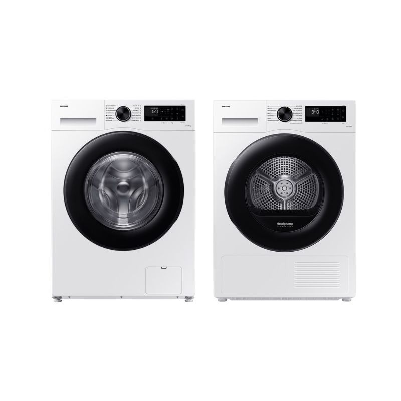Set pračka Samsung WW80CGC04DAELE bílá barva + sušička DV90DG52A0AELE bílá barva