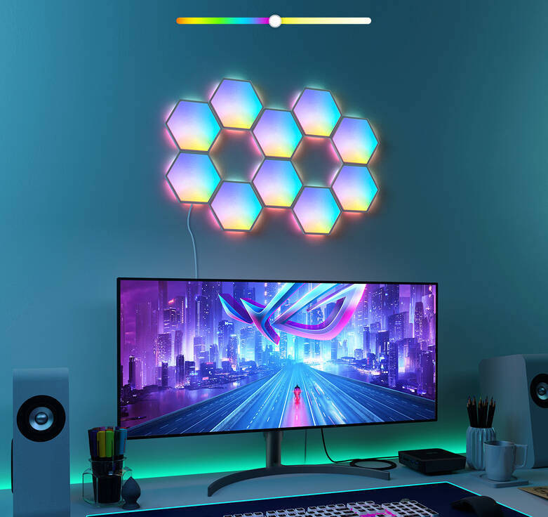Nástěnné svítidlo Govee RGBIC Glide Hexa světelné panely, 10 ks bílé