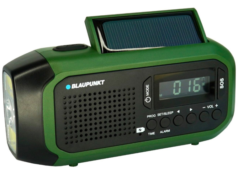 Výklopný solární panel radiopřijímače Blaupunkt ER20GR Survival pro dobíjení baterie