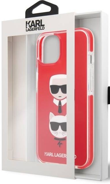 Kryt na mobil Karl Lagerfeld Karl and Choupette Heads na Apple iPhone 13 červený