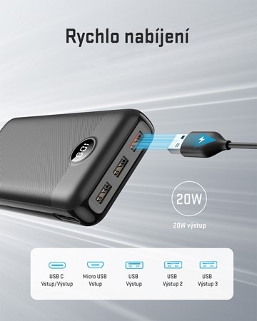 Powerbanka YENKEE YPB 3018 18W, 30 000mAh černá Powerbanka YENKEE YPB 3018 18W, 30 000mAh černá