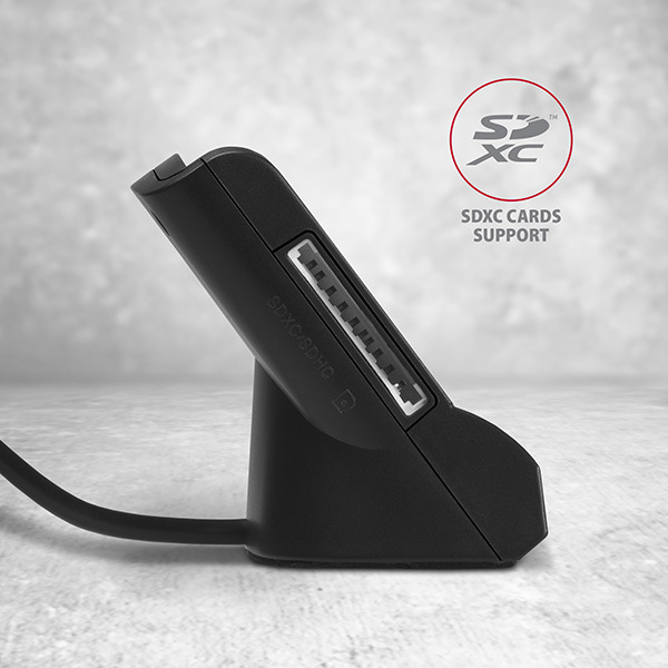 Čtečka eObčanek Axagon USB-A StandReader 4-slot + SD/microSD/SIM,1.3 m černá