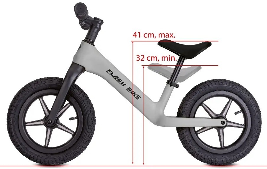 Odrážedlo Buddy Toys BPB 2111 vínové Odrážedlo Buddy Toys BPB 2111 Flash bike viditelné z levé strany s ukázanými rozměry