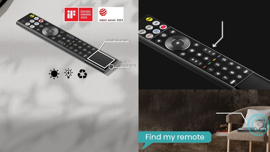 Televize Hisense 85UR8S solární ovladač Televize Hisense 85UR8S a jeho popis