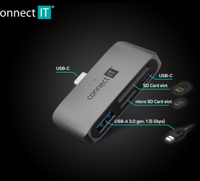 Connect IT CompactPRO + USB hub vyniká také univerzální kompatibilitou