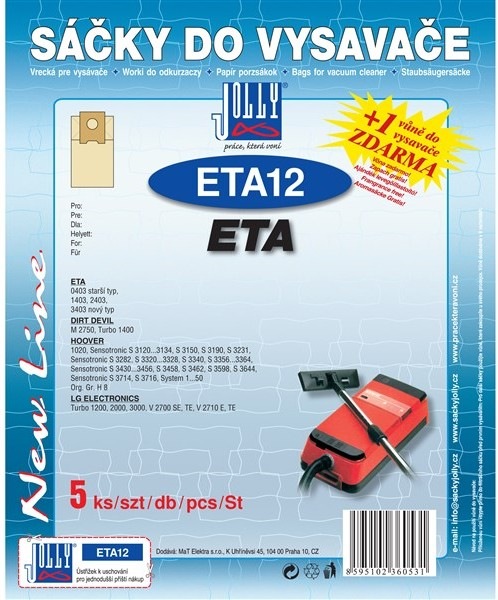 Sáčky do vysavače Jolly ETA 12 pro vysavače ETA 0403, 1403, 2403, 3403