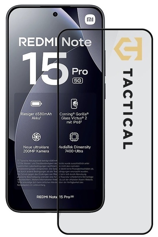 Tvrzené sklo Tactical pro telefon Xiaomi Redmi Note 15 Pro 5G, profil 0,33 mm