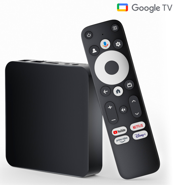 Multimediální centrum Evolveo Dcolor GD2 s dálkovým ovladačem a logem Google TV