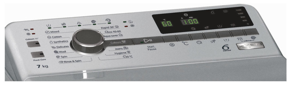 Pračka Whirlpool TDLRS 7222BS EU/N stříbrná Přední panel