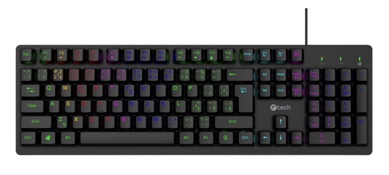 Herní klávesnice C-TECH s RGB podsvícením, černá barva
