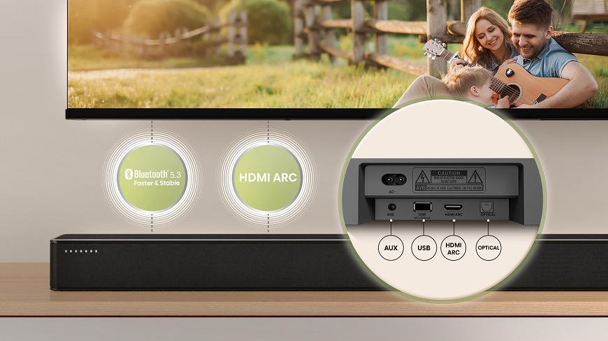 Soundbar Hisense HS2100 černý Soundbar Hisense HS2100, černý, připojení