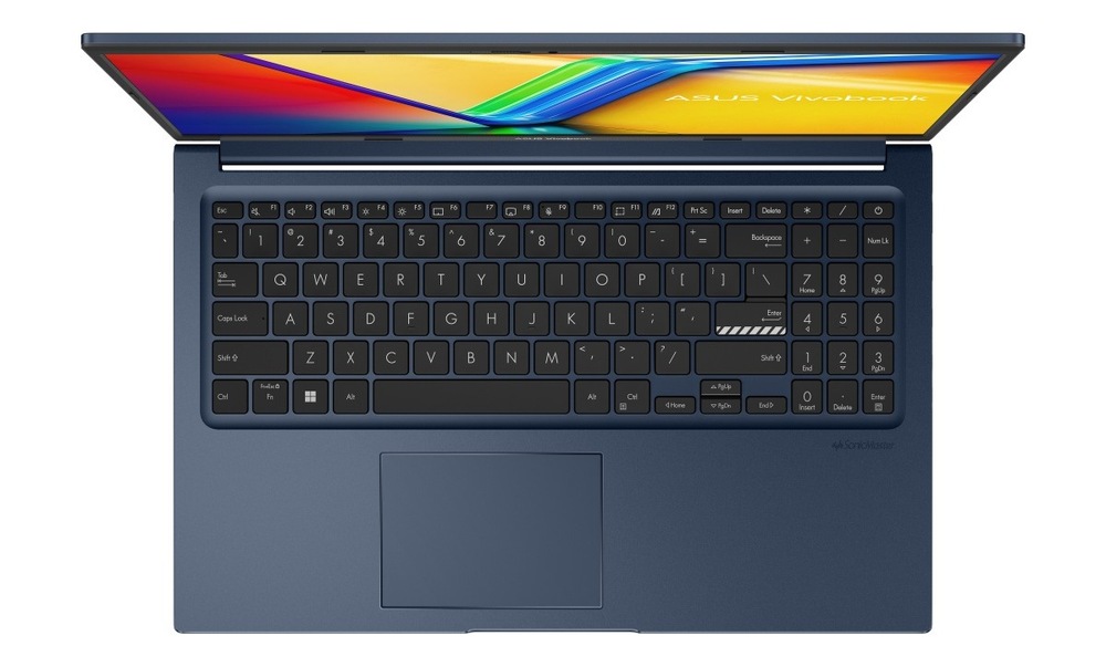 Notebook Asus Vivobook 15 stříbrný Pohled shora na klávesnici notebooku Asus Vivobook 15