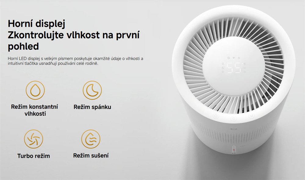 Zvlhčovač Xiaomi má velký displej
