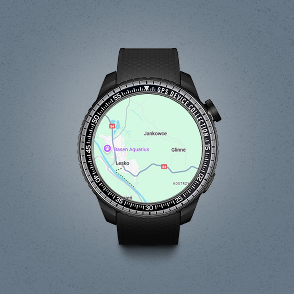 Chytré hodinky Garett Compass GPS – detail displeje s mapou a navigací 