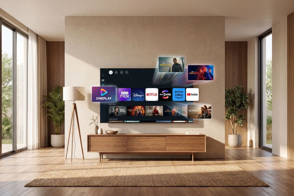 Televize Sencor SLE 43US804B Domovská obrazovka Smart TV Sencor SLE 43US804B s nabídkou oblíbených streamovacích služeb a aplikací.