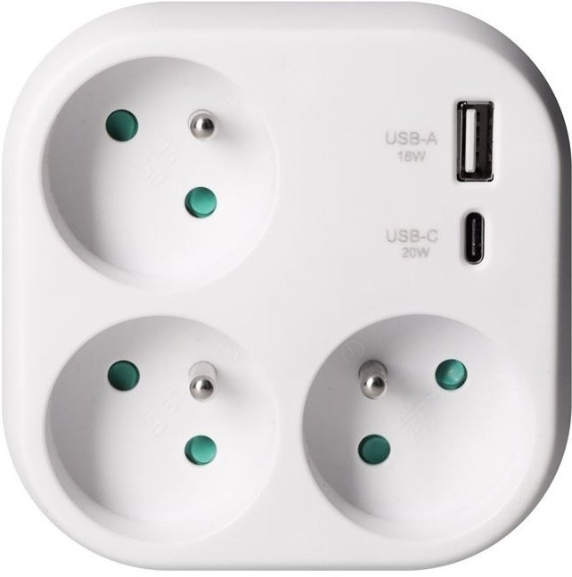 Rozbočka Solight s integrovanou USB nabíječkou