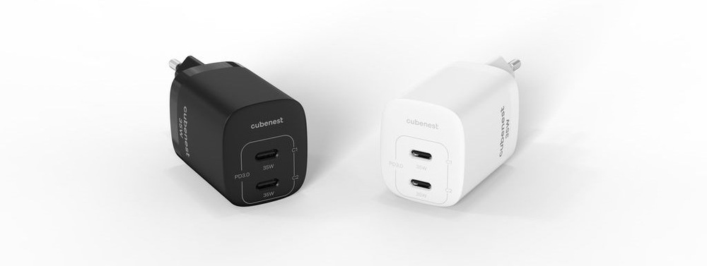 Nabíječka do sítě Cubenest S2D1, PD 2xUSB-C, GaN, 35W černá Nabíječka do sítě Cubenest S2D1, PD 2xUSB-C, GaN, 35W černá