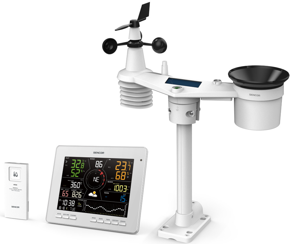 Meteorologická stanice Sencor SWS 16600 Wi-Fi Sencor Home bílý Meteostanice Sencor SWS 16600 WiFi SH a dodávané příslušenství.