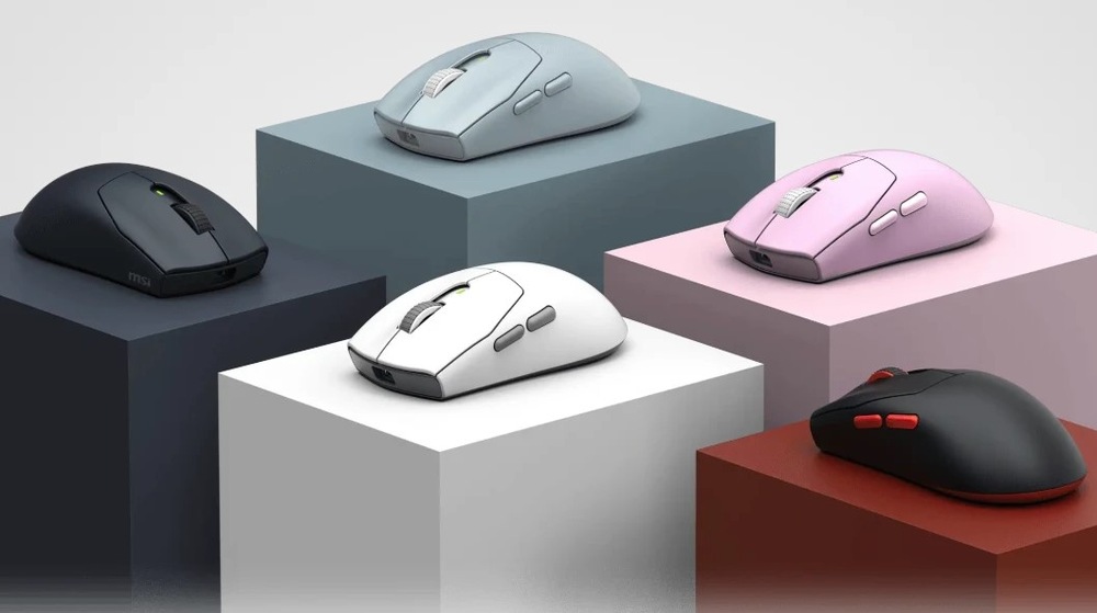 Myš MSI Forge GM340 Wireless růžová Na obrázku jsou vyobrazeny všechny barevné varianty této bezdrátové myši MSI Forge GM340 Wireless.