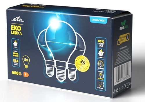 Žárovka LED ETA EKO LEDka mini globe 7W, E14, teplá bílá, 3ks Žárovka ETAP45W7WW3P, úspora