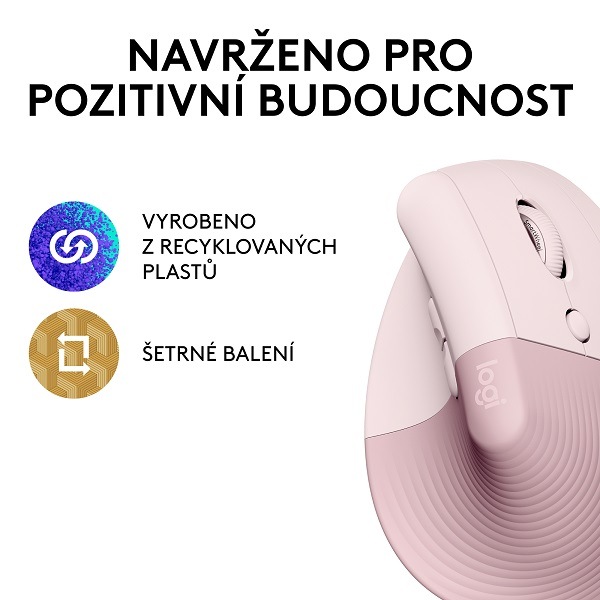 Myš Logitech Lift Vertical Ergonomic růžová