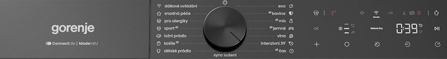 Sušička prádla Gorenje G600 D69B FastDryPro bílá ovládací panel sušičky Gorenje D69B