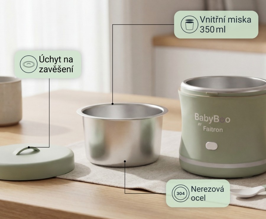 Ohřívač dětské stravy Faitron BabyBoo HB-BB-02-70B zelený Ohřívač dětské stravy Faitron má barevný LED indikátor