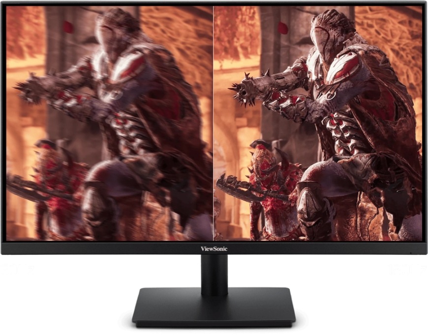 Rozmazaný pohyb na běžné obrazovce a ostrý pohyb na monitoru ViewSonic VX27G1-2K s velkou obnovovací frekvencí