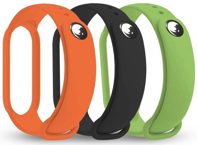 Řemínek RhinoTech na Xiaomi Mi Band 6 (3 Pack) černý/zelený/oranžový