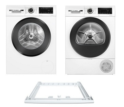 Set spotřebičů Bosch - pračka, sušička a mezikus BOSWGG244Z5CSSET4
