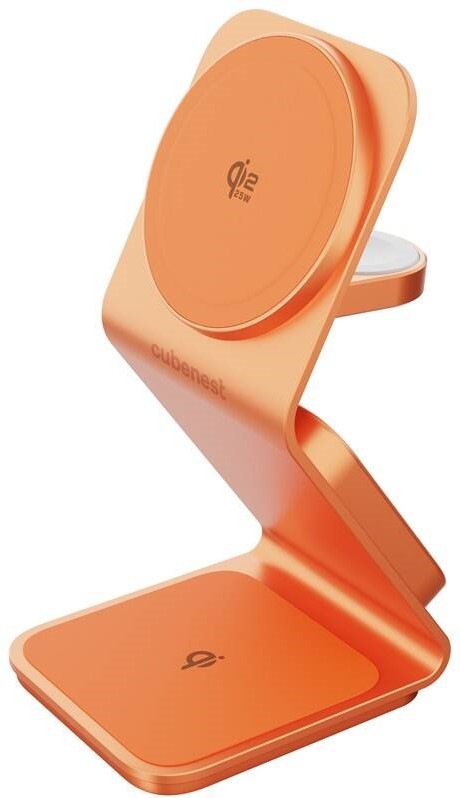 Bezdrátová nabíječka Cubenest SQ314 Qi2.2 3v1 s MagSafe oranžová