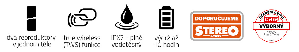 Přenosný reproduktor Niceboy RAZE 2 twins černý