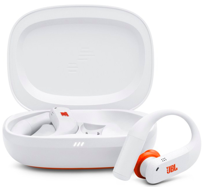 Sluchátka JBL Endurance Peak 4 bílá Bezdrátová sportovní sluchátka JBL Endurance Peak 4 v bílé barvě s nabíjecím pouzdrem