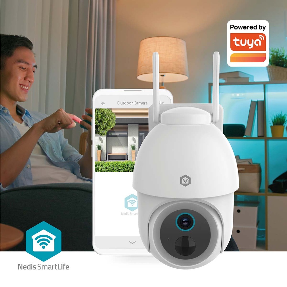 IP kamera Nedis SmartLife WIFICBO51WT, s refletorem bílá Při detekci pohybu integrovaným PIR senzorem se kamera okamžitě probudí.