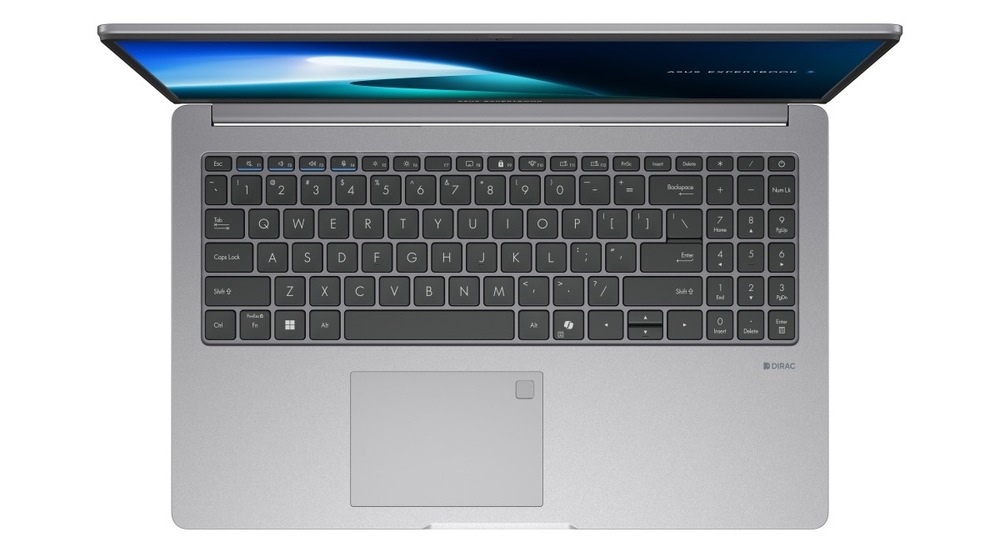 Pohled shora na klávesnici notebooku Asus ExpertBook P1