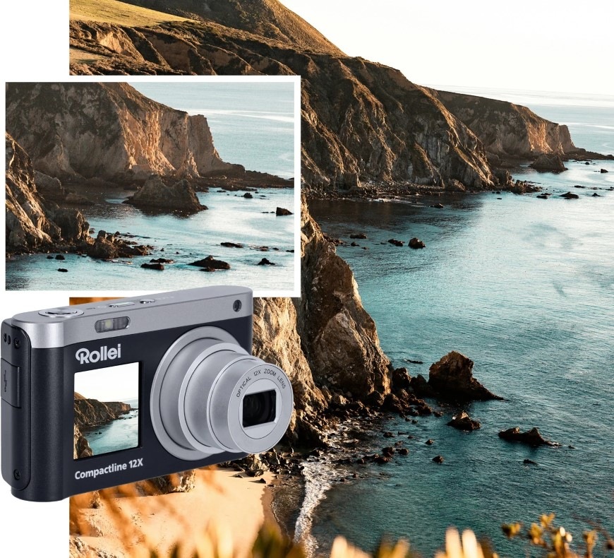 Digitální fotoaparát Rollei Compactline 12X černý Útesy u moře vypadají díky vysokému rozlišení kompaktu Rollei Compactline 12X skvěle i po přiblížení