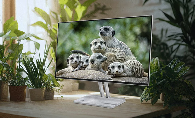 Monitor Lenovo L27-4C 27" s obrázkem furikat na stole