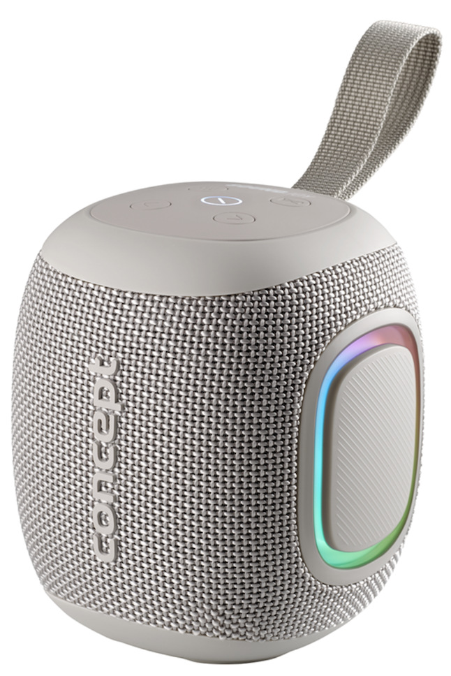 Šedý přenosný reproduktor Concept SoundJoy BR5011 s LED osvětlením a poutkem