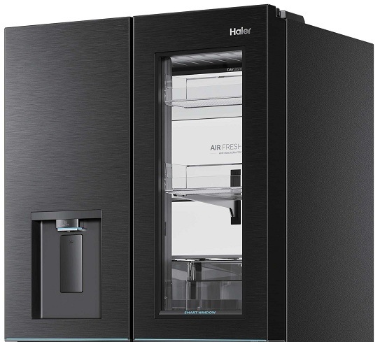 průhled ve dveřích lednice Haier HCW99F18DHMB